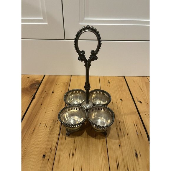 RARE Antique Reed & Barton #165 Cruet Set - Vintage Egg Holder - Condiment Caddy - Picture 1 of 7